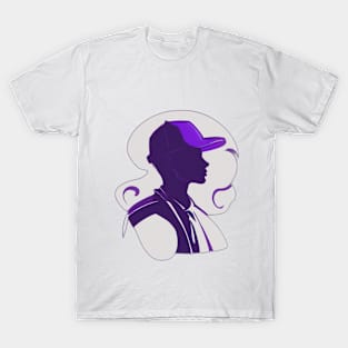 Silhouette Elegance: Female Profile in Purple No. 605 T-Shirt